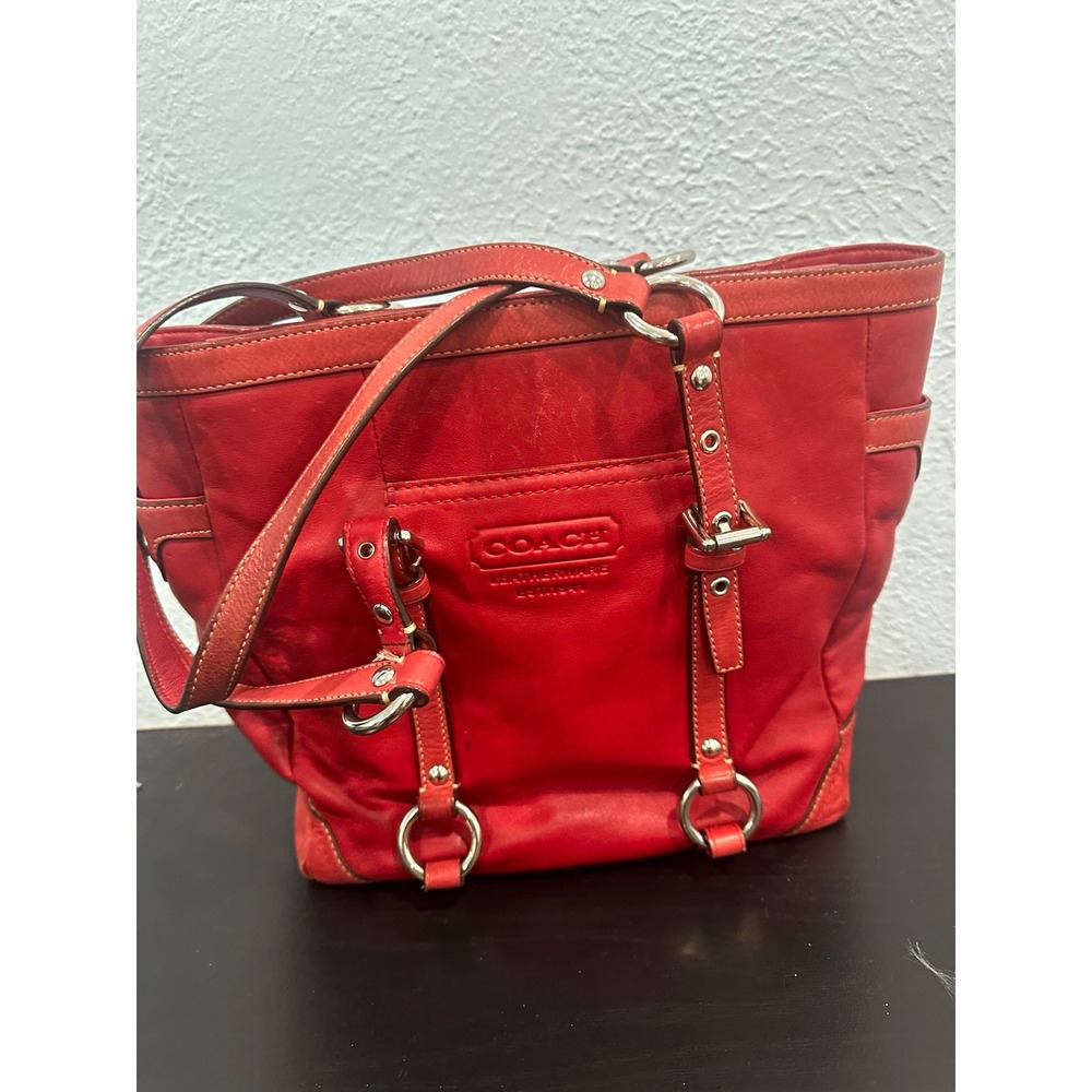 Vintage Y2K Coach Red Leather Gallery East/West Lunch Tote Bag – Style F11524
